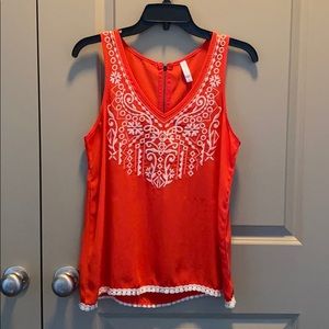 Orange Embroidered Tank